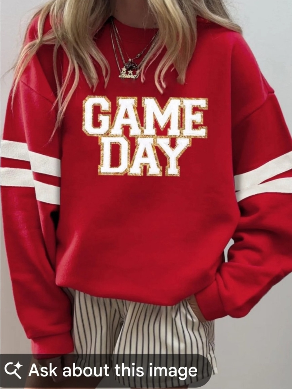 GAME DAY Red Pullover Sweatshirt - Casual Home Games Top
